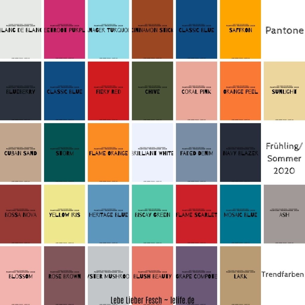 Pantone Trendfarben Fruhling Sommer 2020 Lebe Lieber Fesch