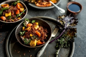 Lecker Rezepte mit und ohne Fisch: Gebratener roter Reis und Marinierte Lachsstreifen Lebe Lieber Fesch