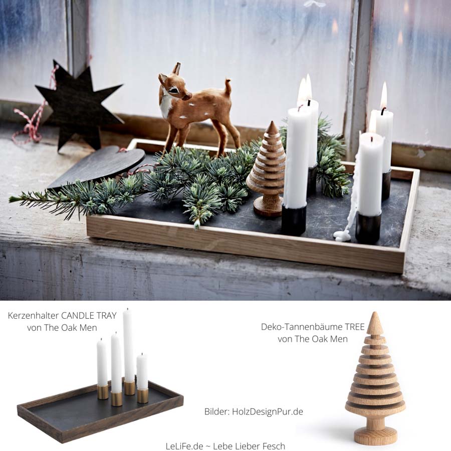 Weihnachten auf skandinavisch: natürlich schöne Deko aus Holz Kerzenhalter Candel Tray von The Oak men