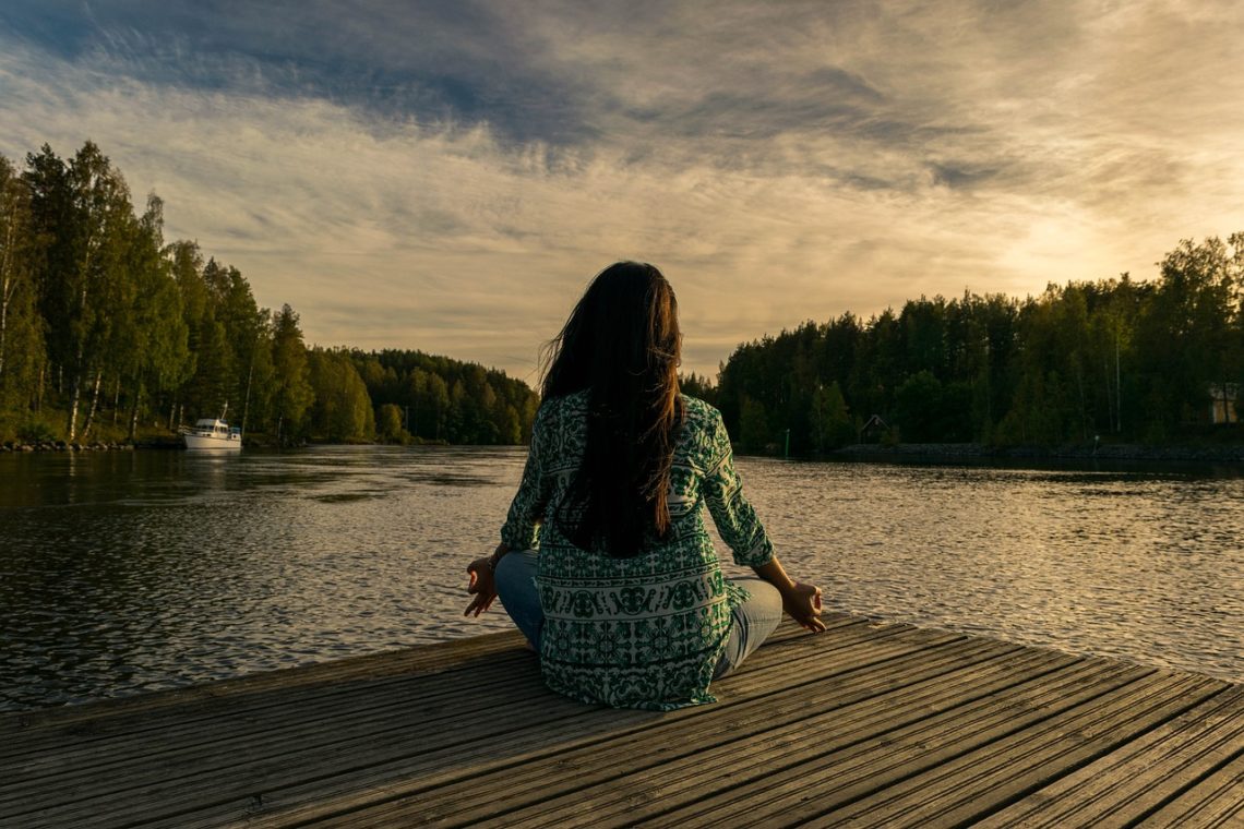 yoga woman lake outdoors 2176668