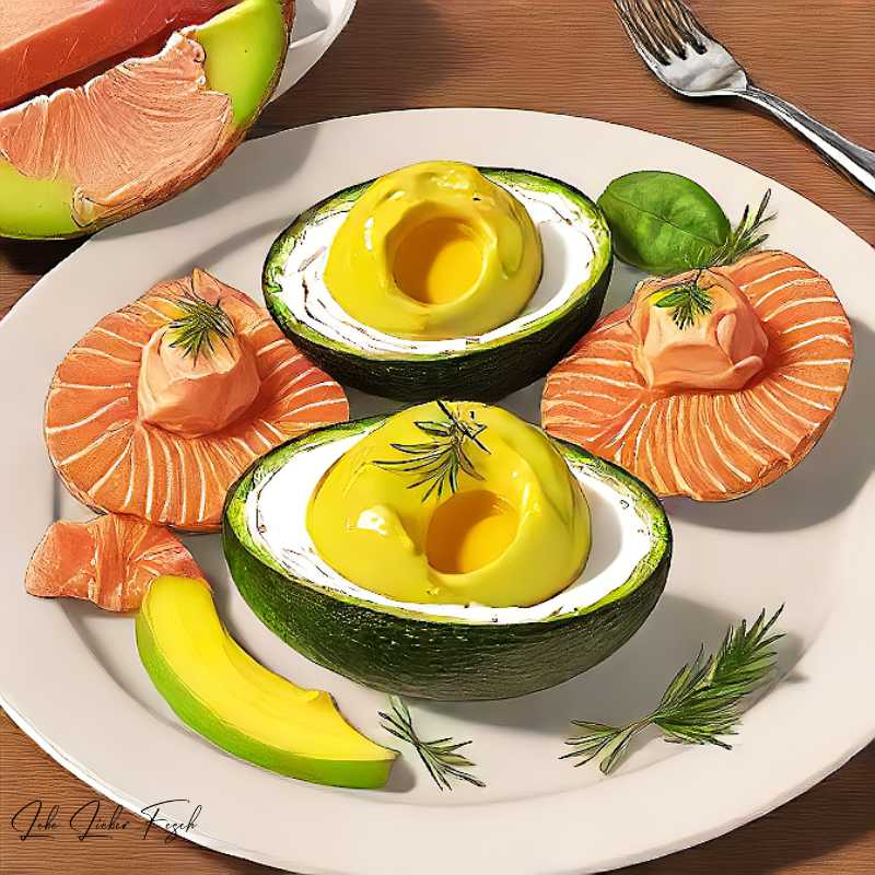 Gefüllte Eier mit Avocado und Lachs Leichte und gesunde Mahlzeiten zum Genießen für den Frühling