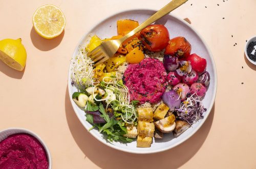 Rezept bunter Grill-Gemüse-Bowl mit Tempeh und Quinoa