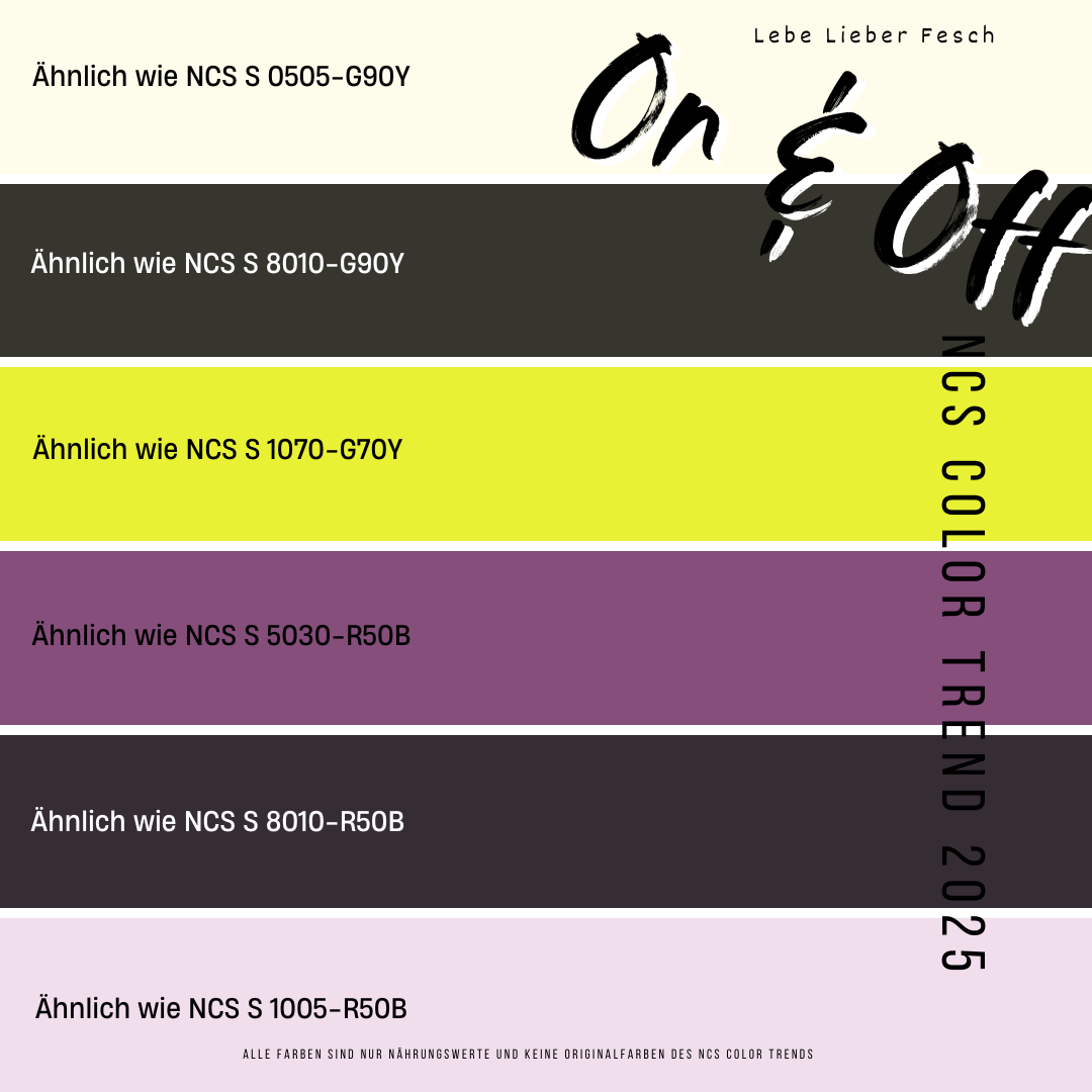 NCS Colour Trends für 2025 - die Trendfarben für Kontraste On & Off: Gegensätze vereinen und Hoffnung finden