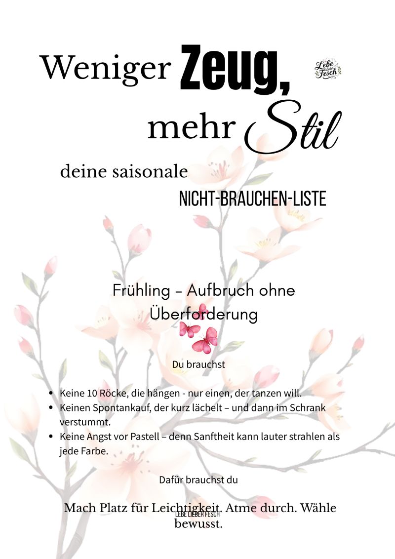 Freebie Frühling Kleiderschrank Mode