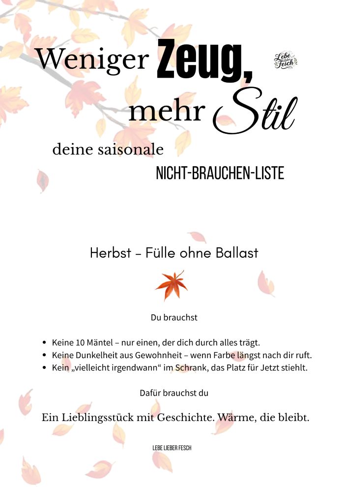 Freebie Kleiderschrank Herbst Mode
