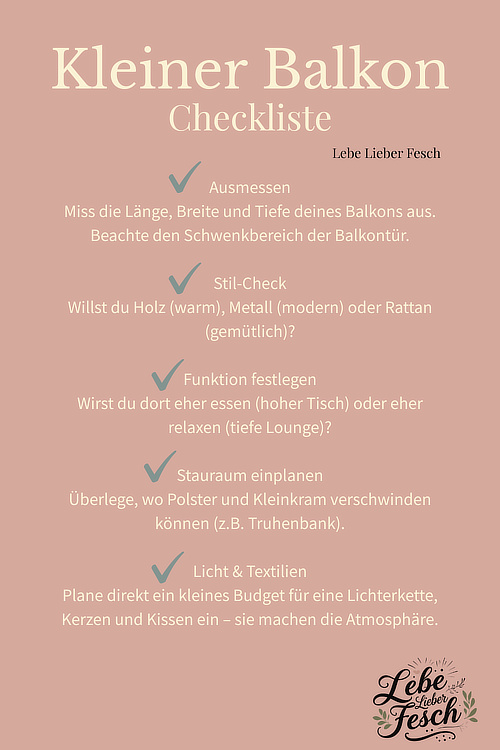 Deine Mini-Checkliste: In 5 Schritten zum Traum-Balkon