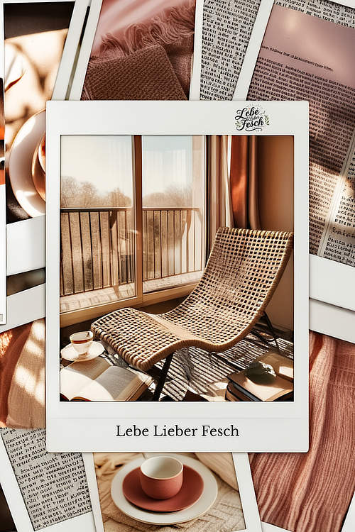 Der „Solitär-Rückzug“: Wenn wirklich kaum Platz ist: Ein einziger, richtig bequemer Loungesessel (z.B. ein Acapulco Chair) und ein kleiner Einhängetisch am Geländer. Dein ganz privater Lesesessel.