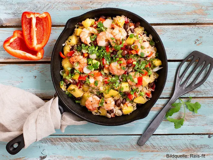 Rezept Karibische Reispfanne mit Mango – ein Hauch Urlaub auf deinem Teller von reis-fit